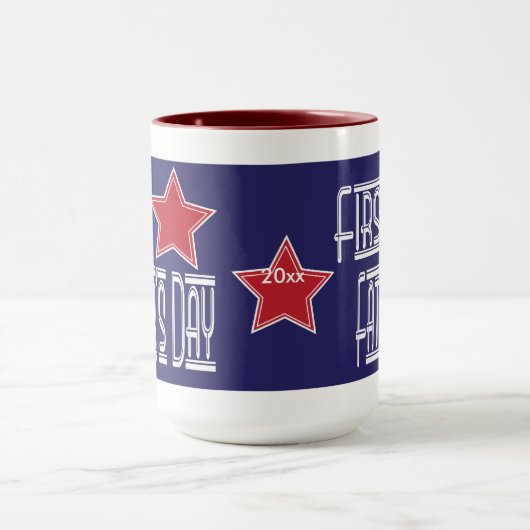 最初父の日のマグのデザイン-あなた自身の日付を加えて下さい マグカップ (中央)