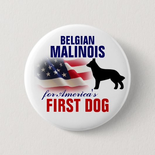 最初犬のためのベルギー人Malinois 缶バッジ (正面)