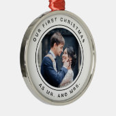 最初結婚したなクリスマス|の白黒写真 メタルオーナメント (右)