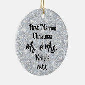 最初結婚したのクパーソナライズされた結婚リスマスの日付 セラミックオーナメント (右)
