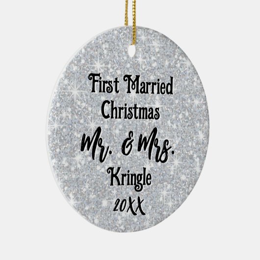最初結婚したのクパーソナライズされた結婚リスマスの日付 セラミックオーナメント (右)