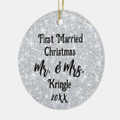 最初結婚したのクパーソナライズされた結婚リスマスの日付 セラミックオーナメント (左)