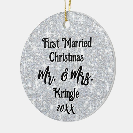 最初結婚したのクパーソナライズされた結婚リスマスの日付 セラミックオーナメント (左)