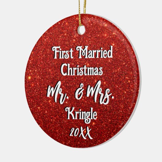 最初結婚したのクパーソナライズされた結婚リスマスの日付 セラミックオーナメント (左)