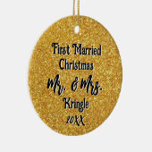 最初結婚したのクパーソナライズされた結婚リスマスの日付 セラミックオーナメント (右)