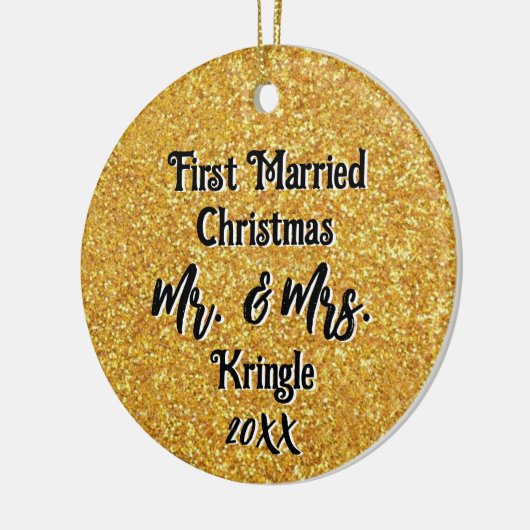 最初結婚したのクパーソナライズされた結婚リスマスの日付 セラミックオーナメント (左)