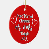 最初結婚したのクパーソナライズされた結婚リスマスの日付 セラミックオーナメント (右)
