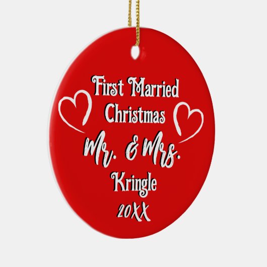最初結婚したのクパーソナライズされた結婚リスマスの日付 セラミックオーナメント (右)