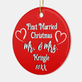 最初結婚したのクパーソナライズされた結婚リスマスの日付 セラミックオーナメント (左)