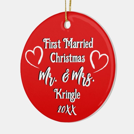 最初結婚したのクパーソナライズされた結婚リスマスの日付 セラミックオーナメント (左)