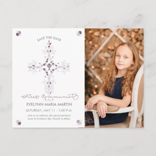 最初聖餐の保存写真が付いている日付の郵便はがき 案内ポストカード (正面)