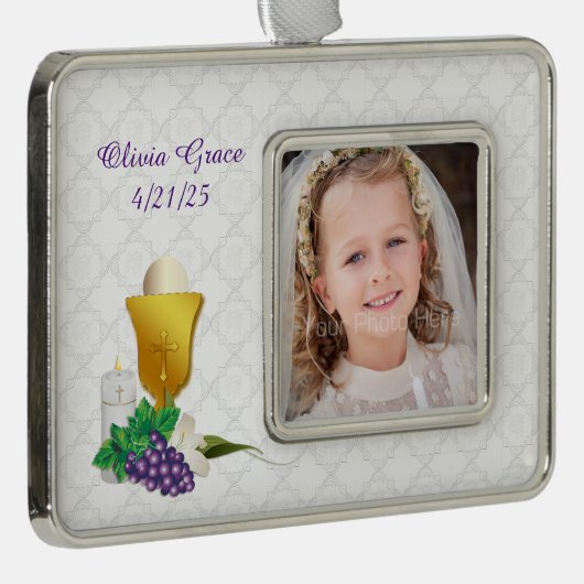 最初聖餐の写真 シルバープレートフレームオーナメント (右)