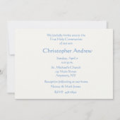 最初聖餐の数珠のハートの青 招待状 (裏面)