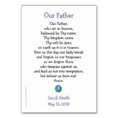 最初聖餐の男の子のためのカスタマイズ可能な祈りの言葉カード テーブルナンバー (裏面)