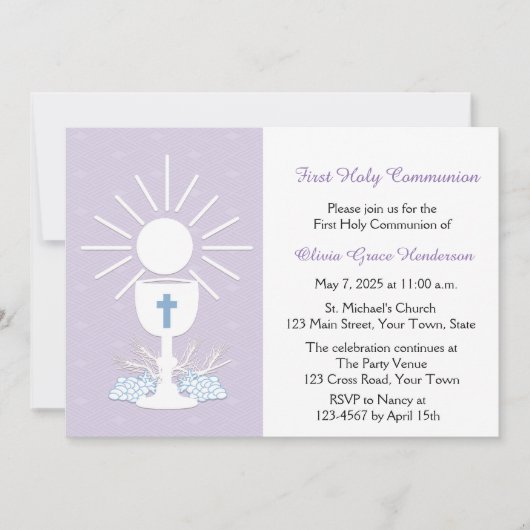 最初聖餐の聖餐杯、薄紫 招待状 (正面)