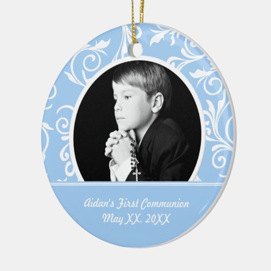 最初聖餐の青い写真のオーナメント セラミックオーナメント (左)