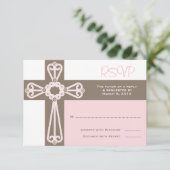 最初聖餐または洗礼RSVP |のピンク 出欠カード (スタンド正面)