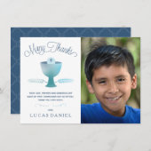 最初聖餐式のサンキューカード-写真、男の子 サンキューカード (正面/裏面)