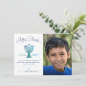 最初聖餐式のサンキューカード-写真、男の子 サンキューカード (スタンド正面)