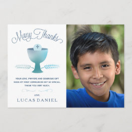 最初聖餐式のサンキューカード-写真、男の子 サンキューカード