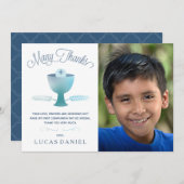 最初聖餐式のサンキューカード-写真、男の子 サンキューカード (正面/裏面)