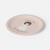 最初聖餐式のブルネットの女の子 ペーパープレート (アングル)