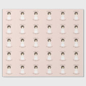 最初聖餐式のブルネットの女の子 ラッピングペーパー (フラット)