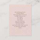 最初聖餐式のブルネットの女の子 名刺 (裏面)