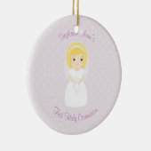最初聖餐式のブロンドの女性の女の子 セラミックオーナメント (右)