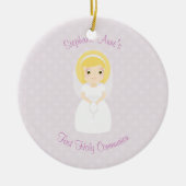 最初聖餐式のブロンドの女性の女の子 セラミックオーナメント (正面)