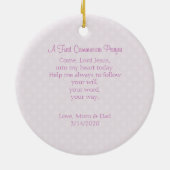 最初聖餐式のブロンドの女性の女の子 セラミックオーナメント (裏面)