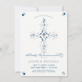 最初聖餐式の招待状の男の子の招待カード 招待状 (正面)