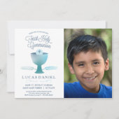 最初聖餐式の招待状-写真、男の子 招待状 (正面)