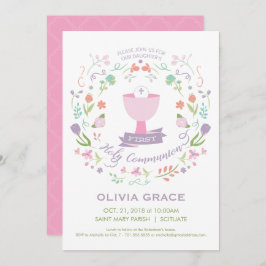 最初聖餐式の招待状、女の子の招待 招待状
