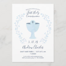 最初聖餐式の招待状-男の子の招待