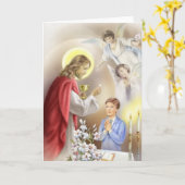 最初聖餐式の男の子 カード (黄色い花)