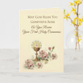 最初聖餐式の聖餐杯のホストの花 カード (黄色い花)