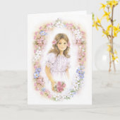 最初聖餐式、確認の女の子 カード (黄色い花)