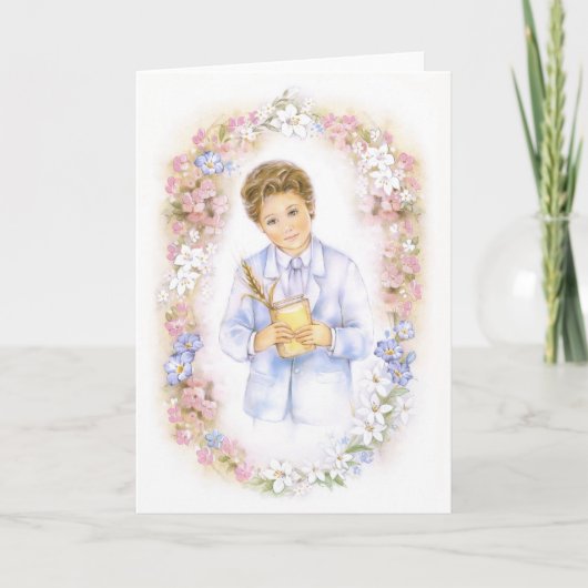 最初聖餐式、確認の男の子 カード (正面)