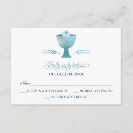 最初聖餐式RSVPの応答カード-男の子 出欠カード