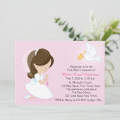 最初聖餐、ピンクブルネットの女の子 招待状 (スタンド正面)