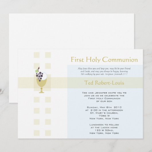 最初聖餐-男の子 招待状 (正面/裏面)