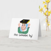 最初聖餐Day~~ "聖書を持つ男の子" カード (黄色い花)