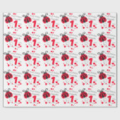 最初誕生日のてんとう虫のパターン(の模様が)あるな覆いと名前を挙げられる女の子 ラッピングペーパー (フラット)