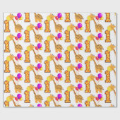 最初誕生日のキリンのカスタムなパーティー ラッピングペーパー (フラット)