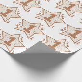 最初誕生日のピンクおよび金ゴールドの星 ラッピングペーパー (角)