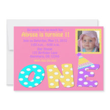 最初誕生日の女の子のピンクInvitaiton