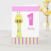 最初誕生日の女の子カード カード (黄色い花)