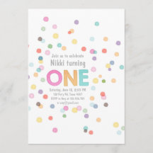 最初誕生日の招待の女の子の水彩画の紙吹雪