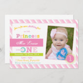 最初誕生日の招待状、写真の誕生日の招待 招待状 (正面/裏面)